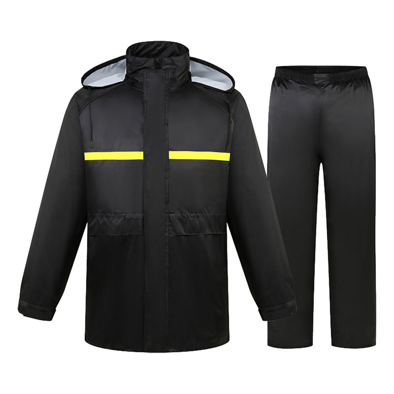 KFGISD, Highly Visible Rain Equipment, Breathable Rainwear, Waterproof Suit, Outdoor Raincoat, Windproof,Raincoats(Bk2,3XL)