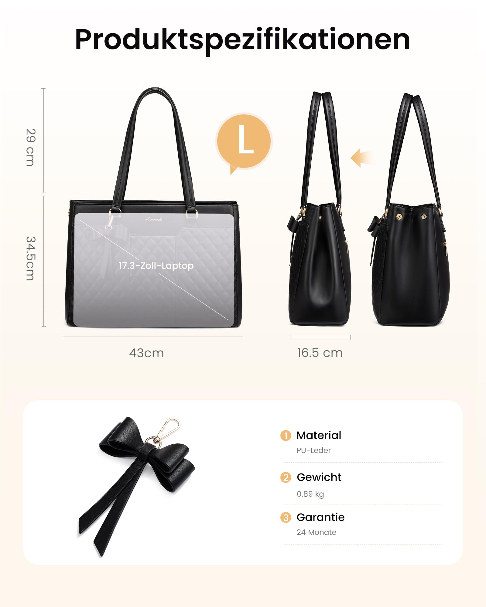 LOVEVOOK Handtasche Damen Groß Laptoptasche Shopper PU Leder Tote Bag für Arbeit Business Büro