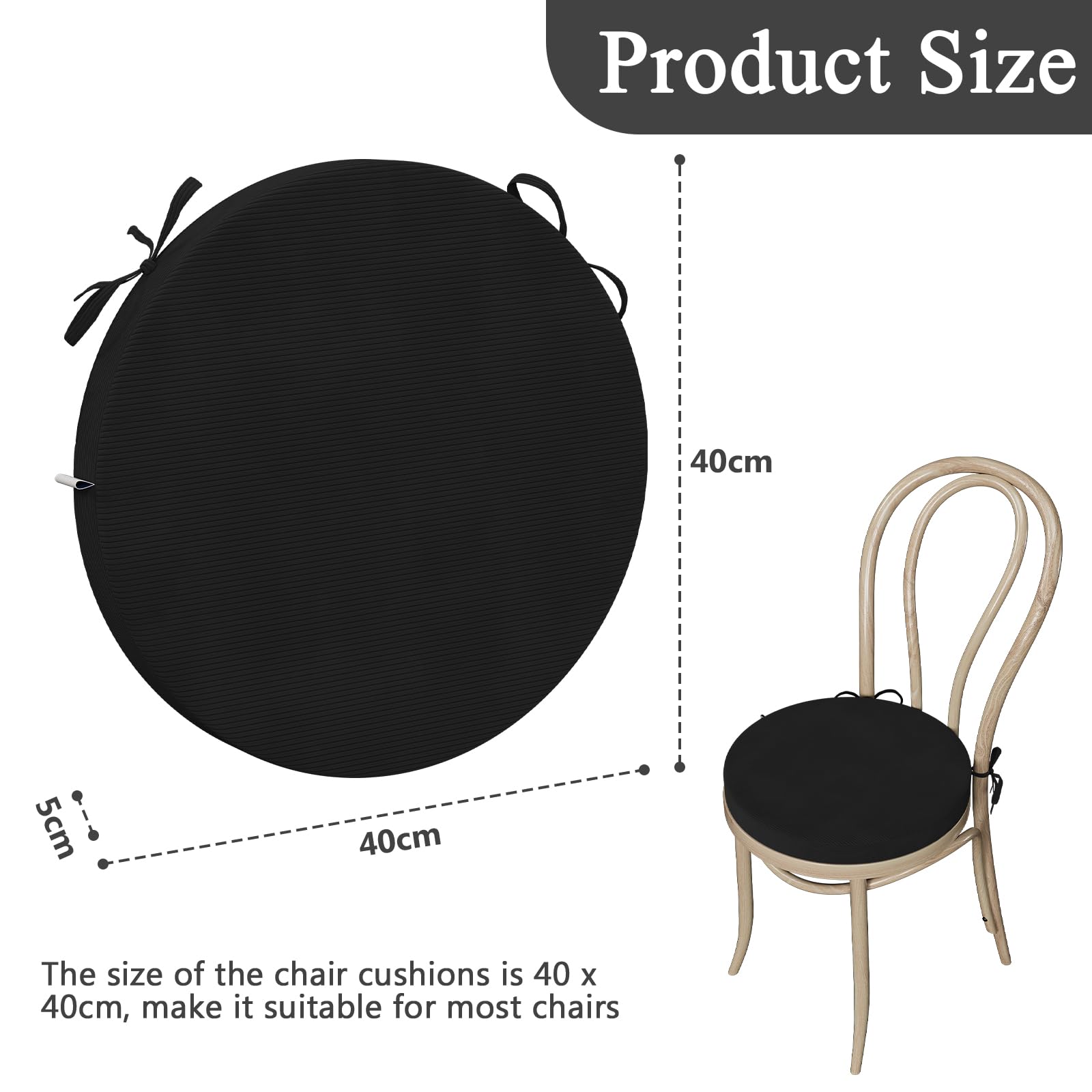 PRIMEPATIO Round Seat Cushions for Dining Chairs Set of 2 - Image 3