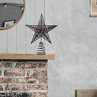 Vista 6 de BinaryABC Estrella para árbol de Navidad, adornos brillantes para decoración del árbol de Navidad, 7.9 in (negro)