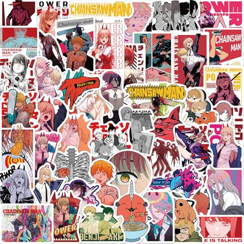 Chainsaw Man Stickers for Kids,50PCS Chainsaw Man Stickers,Hot Cartoon Anime Vinyl Sticker for Water Bottle Laptop Phone Scrapbooking Journaling for Adults Teens for Party Supply Favor Decor