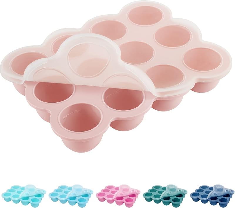 Silicone Freezer Tray with Lid, 1.5oz x 12 Pods (Gossamer Pink) | Baby Food Storage Containers, Breast Milk Freezer Molds, Easy Pop-Out, BPA-Free, Dishwasher Microwave Safe, Easy Puree Prep