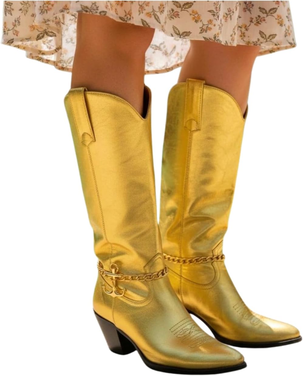 Gold Anchor Charm Boot Chains, 2PCS Pair Adjustable 11–15 In, Gold-Tone Shoe Anklet Jewelry For Boots, Nautical Statement Accessory, Handmade In USA (BC212)