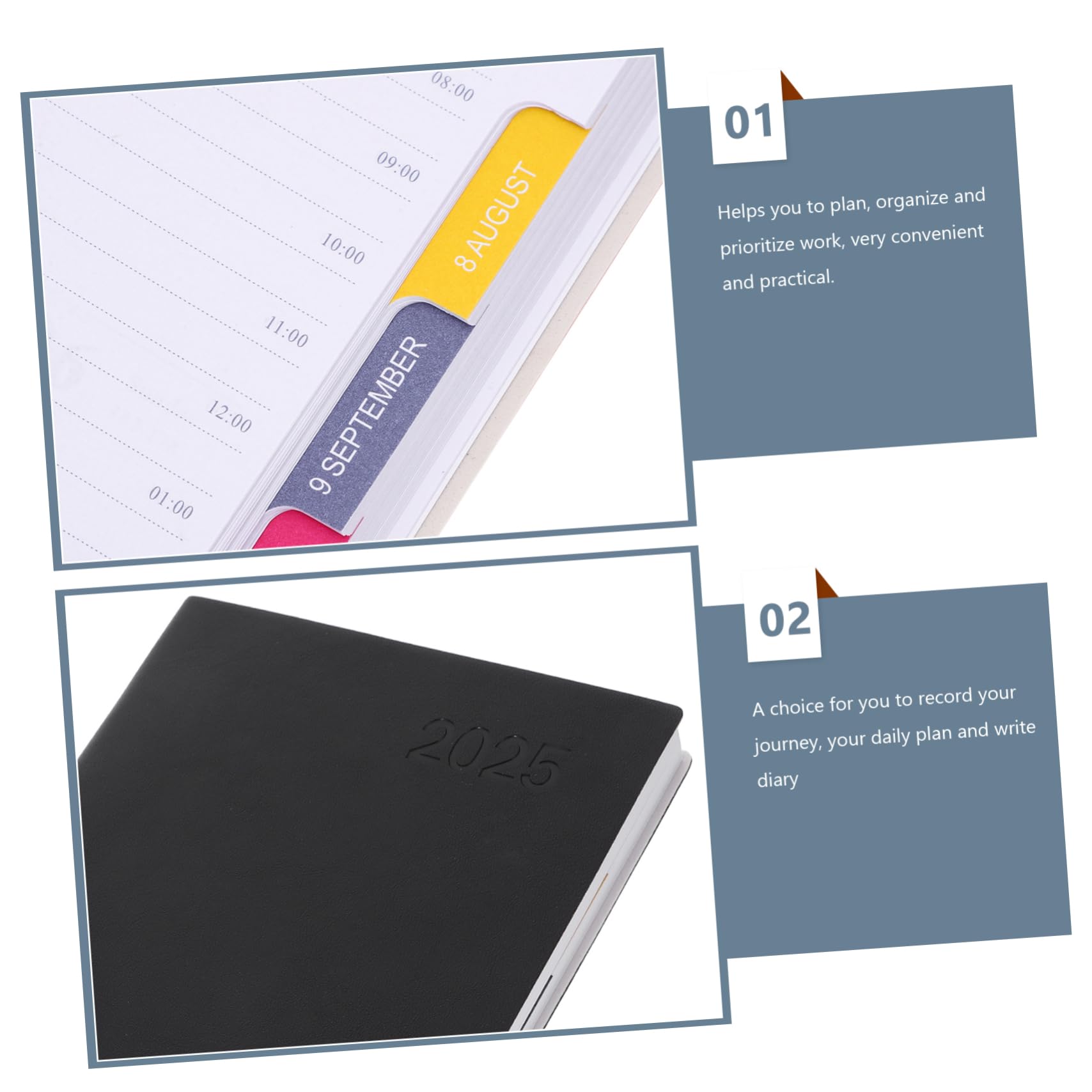 DOITOOL 3 Pièces Agenda Pratique et Compact Carnet Délicat pour Planification Journalière et Prise de Notes Bureau et Voyage