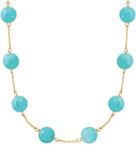 Miniatura 3 de Ross-Simons 8mm Gemstone Bead Station Necklace in 14kt Yellow Gold
