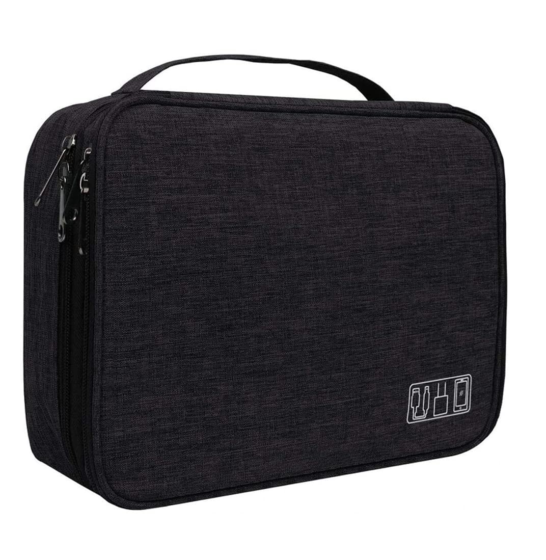 YouBella Fabric Jewellery Organiser Double Layer Electronics Accessories Organizer Bag,Universal Carry Travel Bag For Cables,Plug And More,Perfect Size Fits For Pad Phone Charger Hard Disk,Black (B0C24H3LKV) Amazon Price History, Amazon Price Tracker