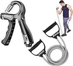 ODDISH; way to fitness Plastic Hand Grip Strengthener with Counter & Resistance Toning Tube for Adjustable Forearm & Finger Exerciser + Stretch Tube Band for Home Gym (Combo Set) (TT+HG COUNTER)