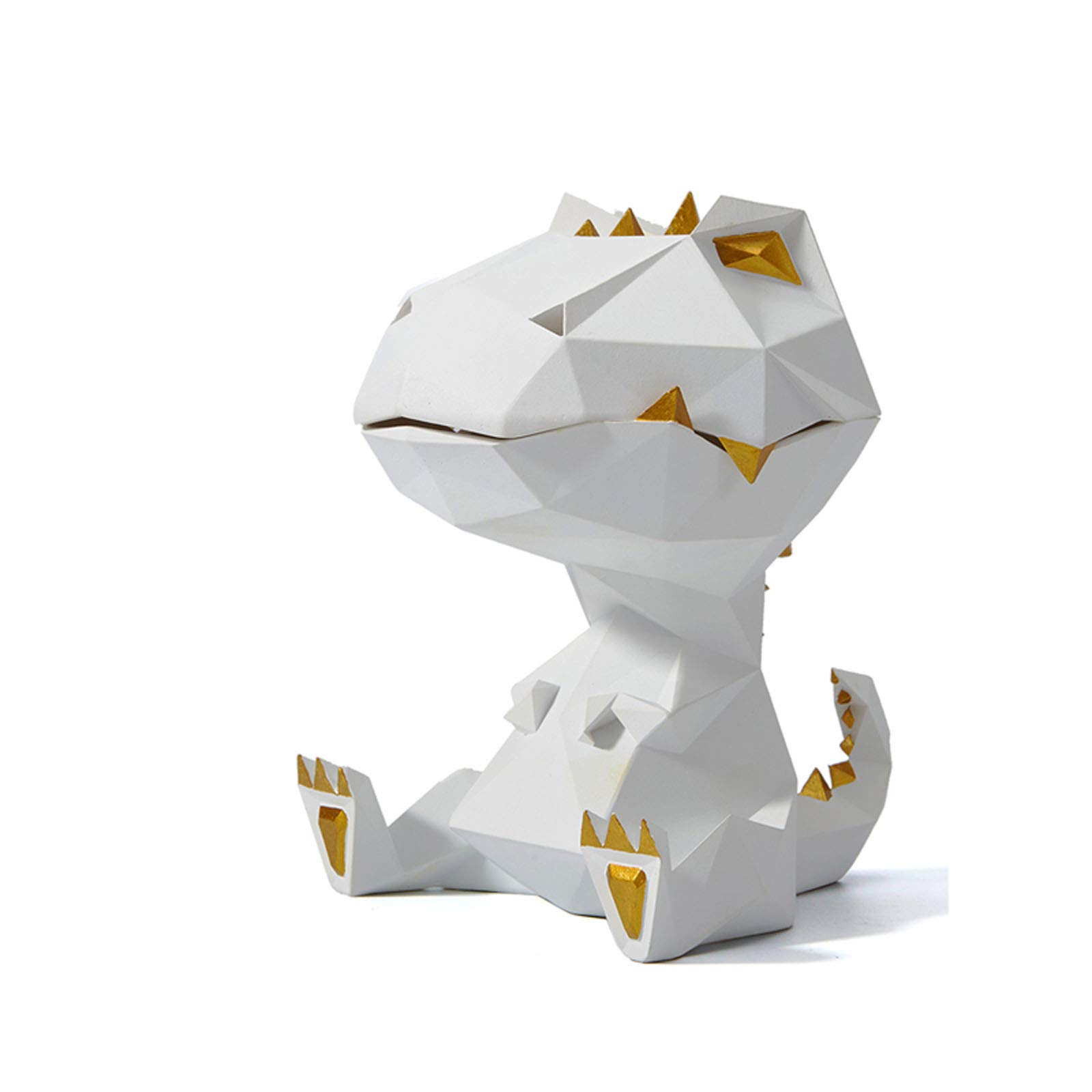 NOBGM Cookie Jar Candy Dish Storage Figurine Jewelry Key Phone Candy Storage Basket Geometric Dinosaur Statue Sculpture Ornament Home Desk Decoration For Living Room Table Decorations Off,White