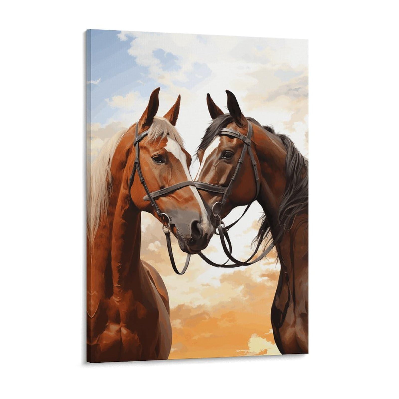 NTVOWPZO Couple Horse Canvas Wall Art for Bedroom 18x24inch Canvas Prints Artwork for Walls Modern Picture Artwork Painting for Living Room Aesthetic Wall Paintings for Bathroom Kitchen Office Decor