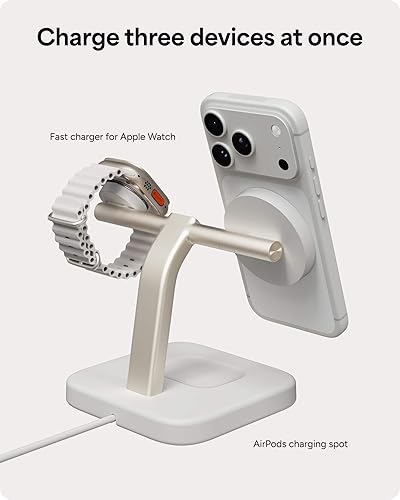 Miniatura 3 de Mophie Soporte de carga inalámbrico, certificado Qi2, cargador MagSafe para iPhone, cargador inalámbrico rápido magnético con soporte ajustable para