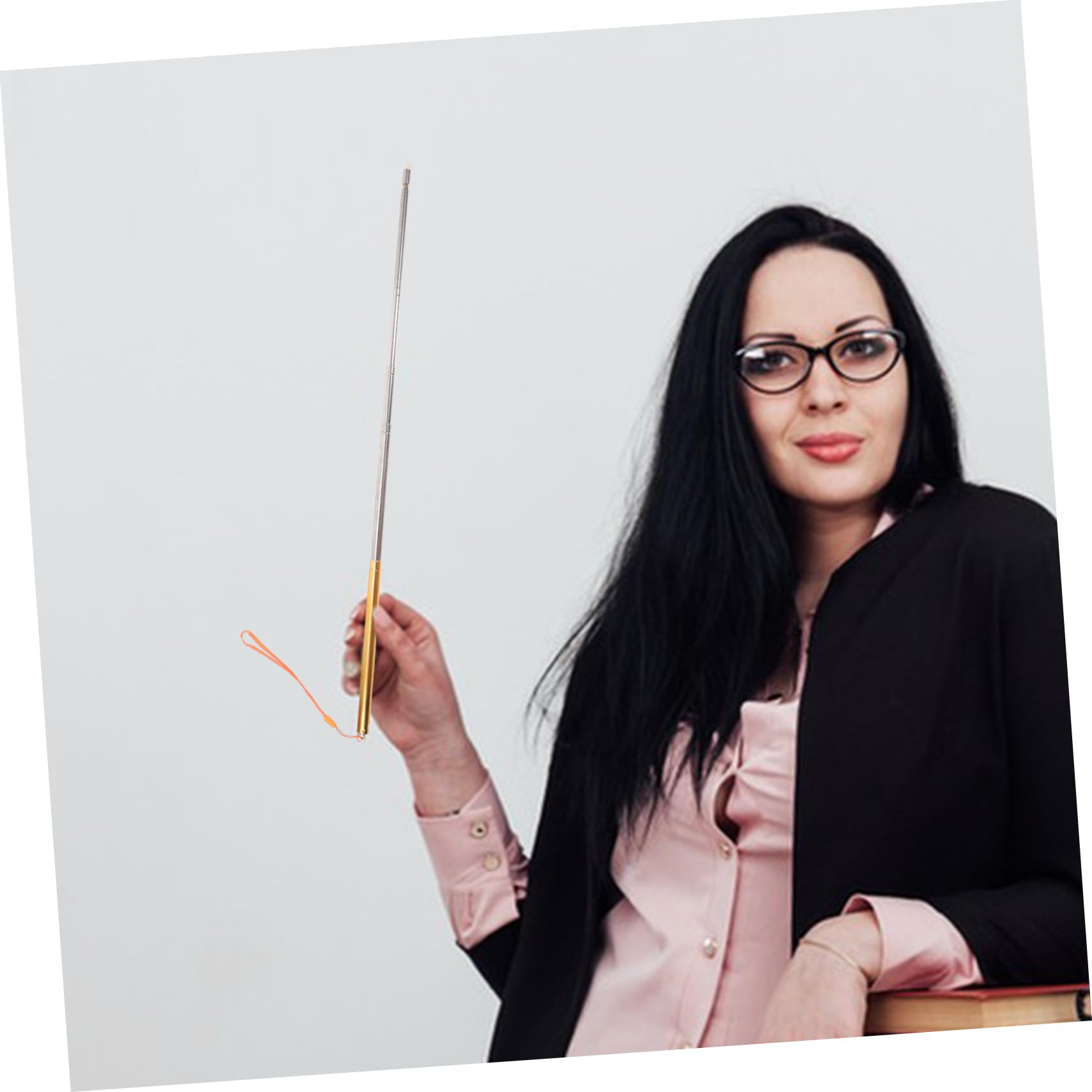 HOMSFOU Telescopic Stainless Steel Pointer for Classroom Presentations Retractable Handheld Teaching Tool Soft Tip for Screens Golden Color for Teachers and Students