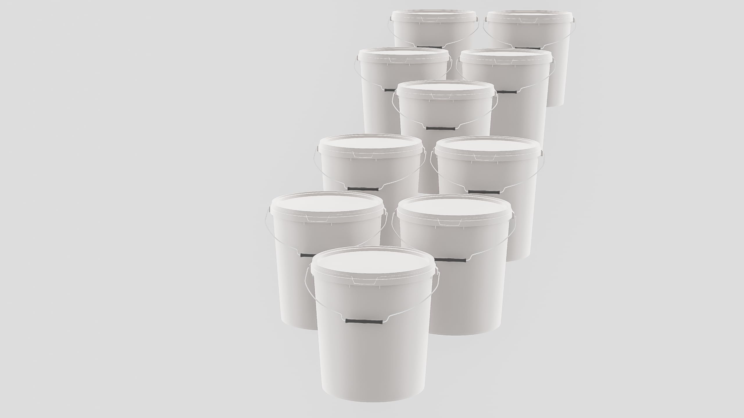 Juego de 20 cubos de 20 litros, de plástico, con tapa, apilables, para leche, miel, liberación de alimentos, aptos para alimentos, para harina, agua