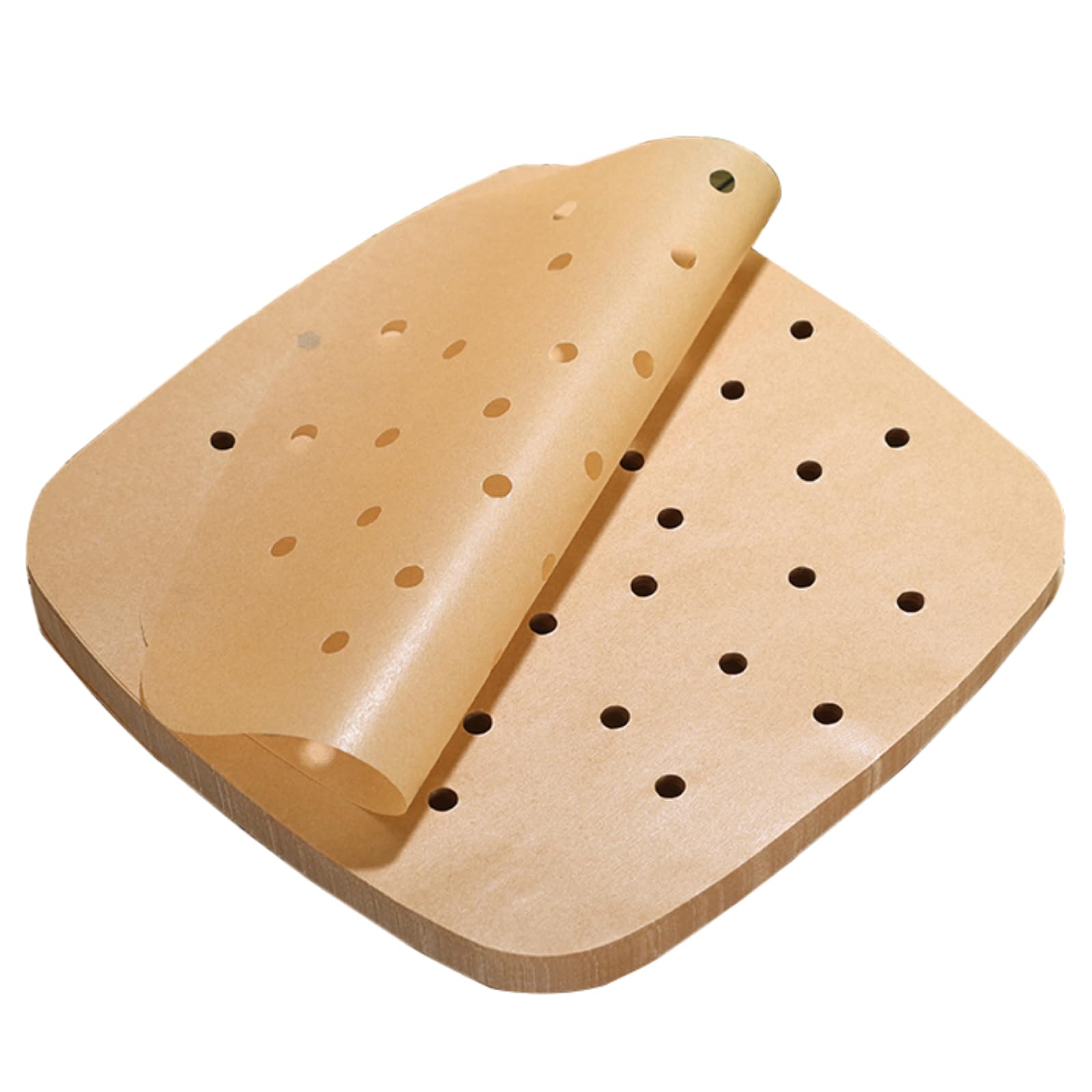 Revestimientos para freidora de aire, 100PCS 18cm Revestimientos de papel para freidora de aire, Revestimientos de papel de pergamino para freidora de aire, Revestimientos de papel (marrón perforado)