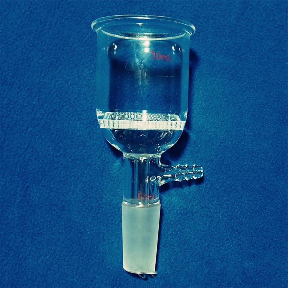 Embudo de vidrio 24/40 de 70 ml con placa de 47 mm, cristalería de laboratorio