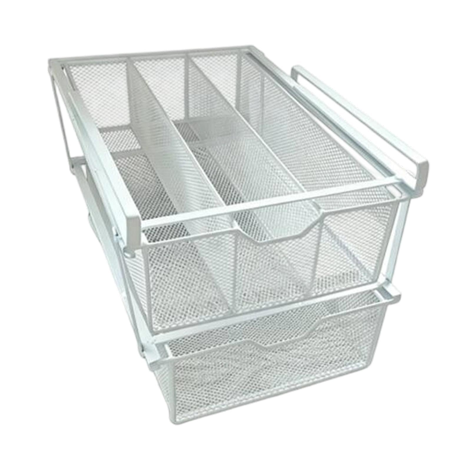 LOVIVER Cesta extraíble para Debajo del Estante, Ahorra Espacio, Metal, Organizador de cajones para Ropa Interior para el hogar, Dormitorio y Armario, Blanco
