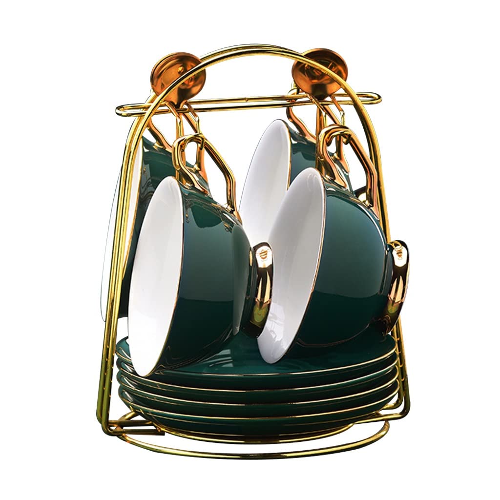 Set da tè in Porcellana con Tazze e piattini con teiera per 6, Set da tè/caffè in Ceramica, Set da tè per Adulti, Adatto per Feste del tè(Stile 2