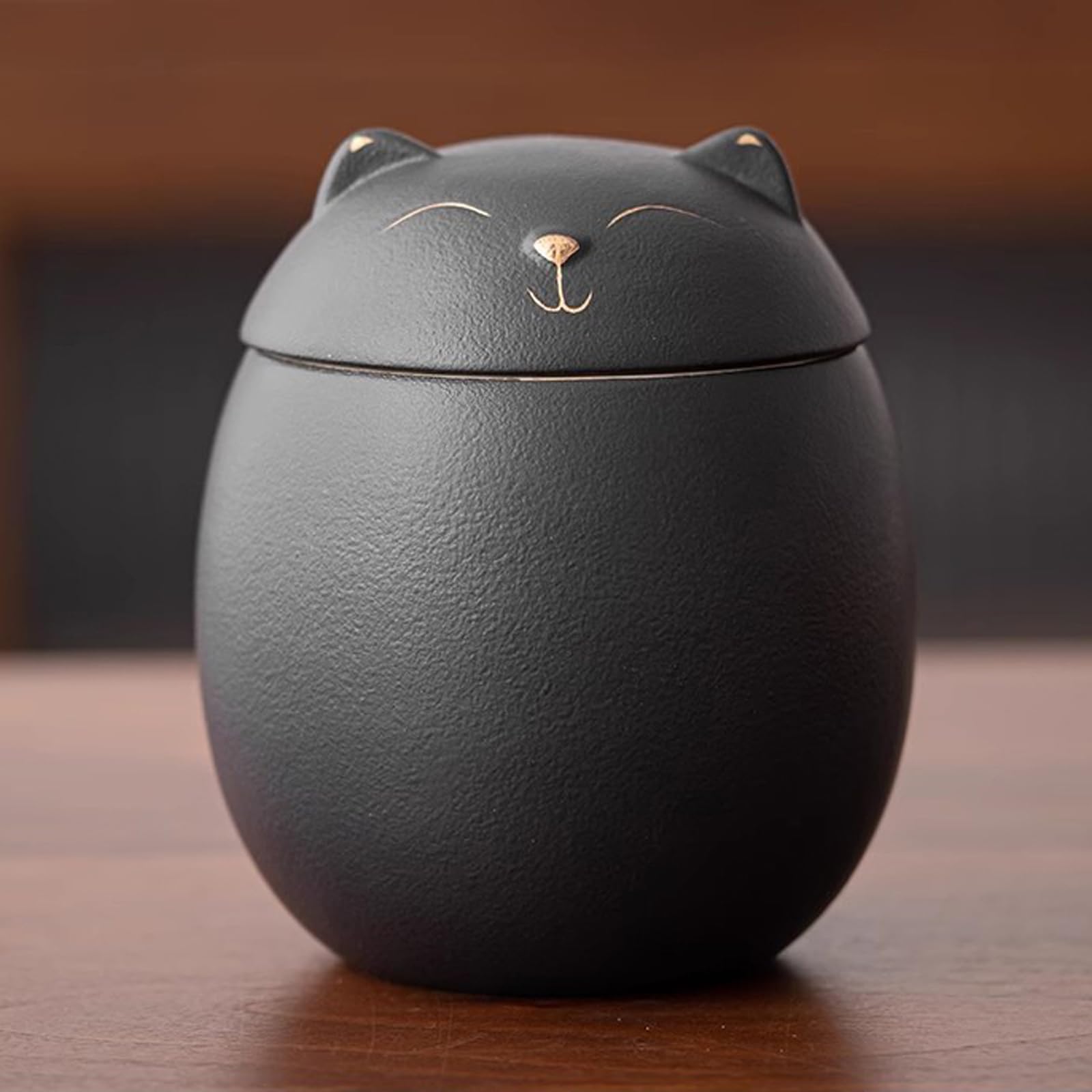 WXMYOZR Small Keepsake Pet Urn for Cat Ashes, Cat-Shaped Urn Ceramic Cat Urns for Ashes Pet Cremation Urns Cat Memorial Urns,Black,Little