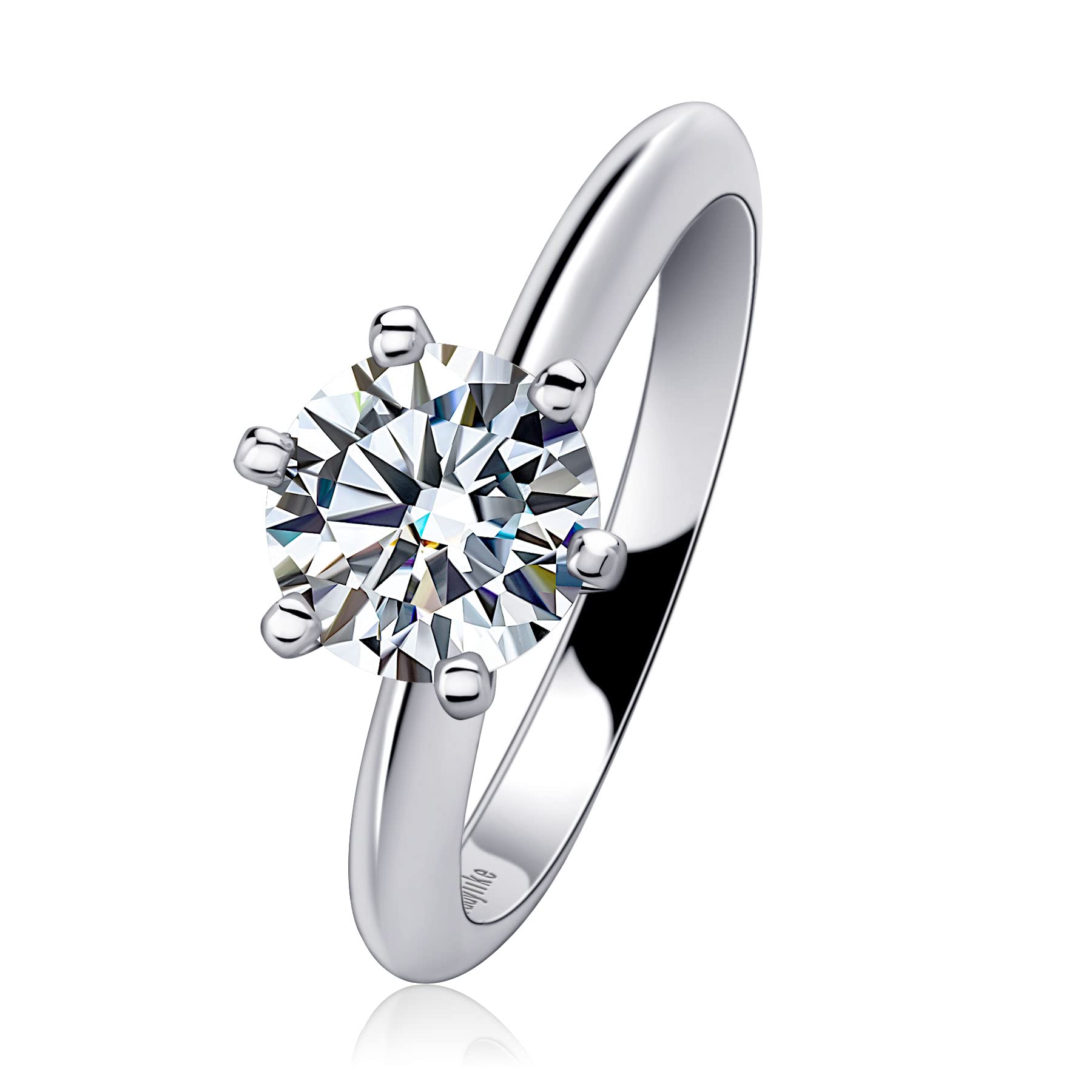 Ladylike 1-1.5CT Moissanite Engagement Rings for Women 18K Gold Plated Sterling Silver Six Prongs Round Cut Solitaire Moissanite Diamond Promise Rings