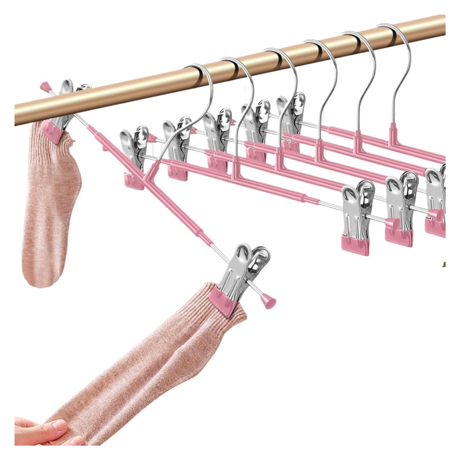 Hosenbügel Regenbogenfarbener Hosenbügelständer mit Clips aus Edelstahl for Trocknen von Röcken, for den Haushalt, zur Aufbewahrung Kleidung, rutschfeste Klammern