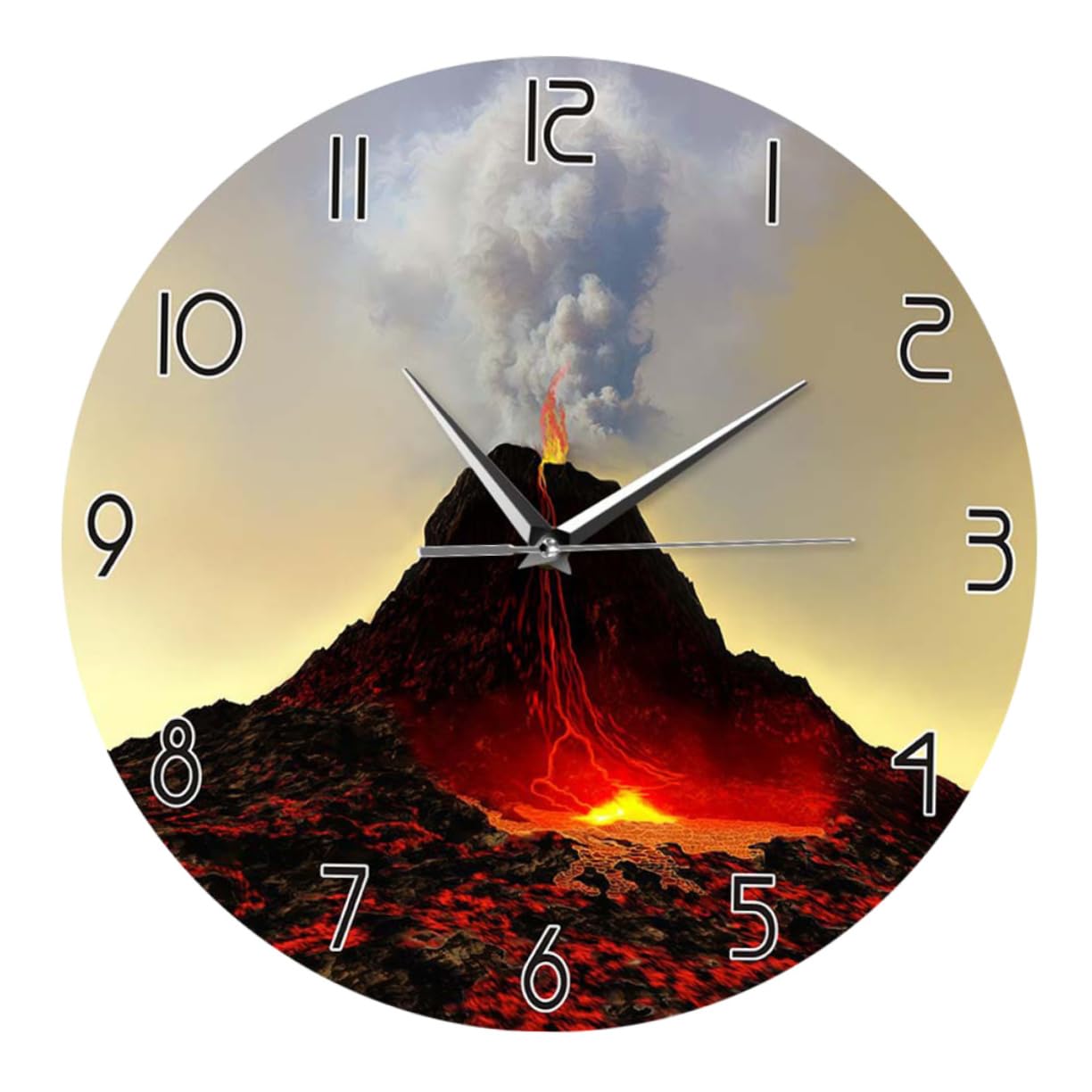 Horloge murale ronde en acrylique Ciieeo au design spécial volcan moderne