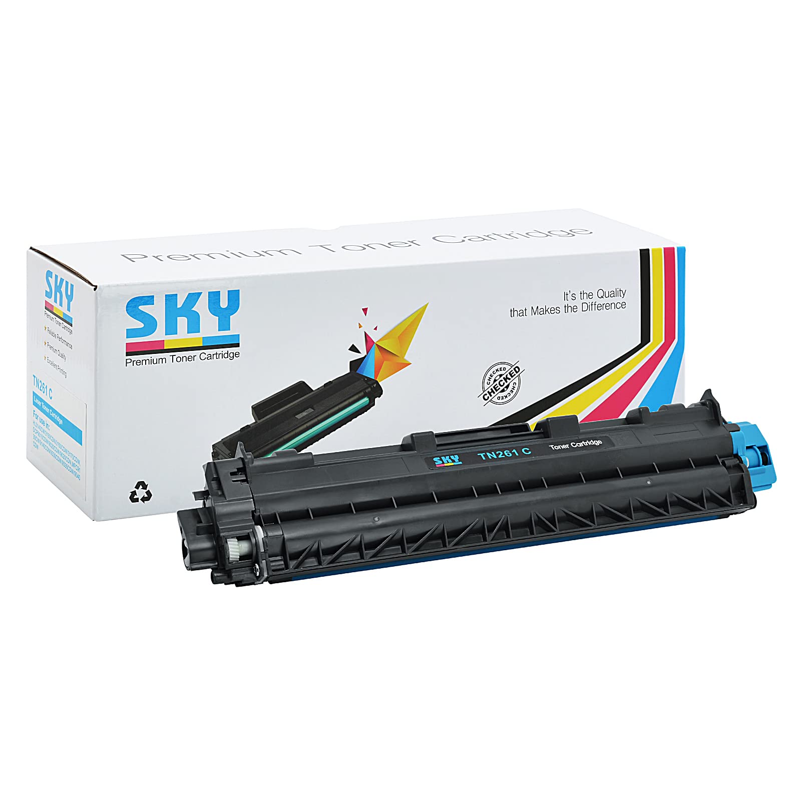 SKY TN-261 Compatible Toner Cartridge for HL-3140W HL-3170CDW HL-3180CDW MFC-9130CW MFC-9330CDW MFC-9340CDW Printers (Cyan)