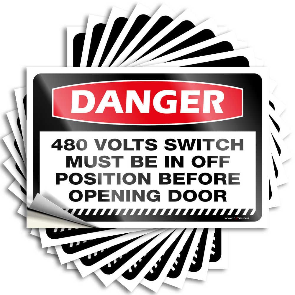 Funny Bumper Stickers for Adults Danger 480 Volts Switch Must Be in Off Position Stickers 10Pcs Car Sticker Adult Stickers Funny(12X18CM)