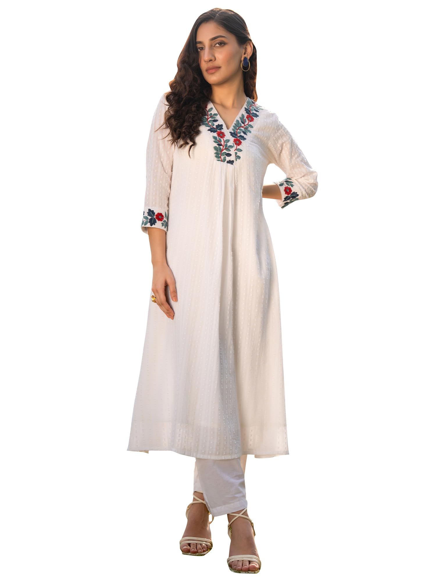 Womens Pure Cotton Printed A-Line Kurta Pant Set (IEOUT10129)-image-49