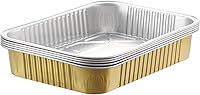 Vista 11 de Sartén de papel de aluminio dorado de 9 x 13 pulgadas, bandeja desechable resistente, recipiente profundo para calentar, hornear, cocinar