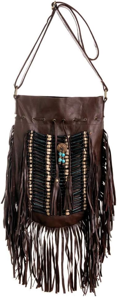 Boho Bag Round L | Real Leather | Fringe Purse | Bohemian Bags