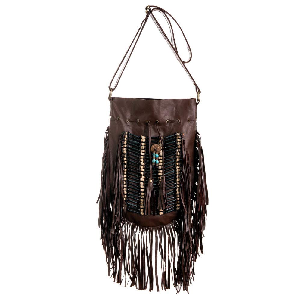 Boho Bag Round L | Real Leather | Fringe Purse | Bohemian Bags