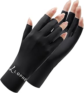 LOPHE Luvas de proteção solar, luvas sem dedos, respiráveis, luvas manicure proteção UV, meio dedo, material de seda de gelo, adequado para ciclismo, equitação