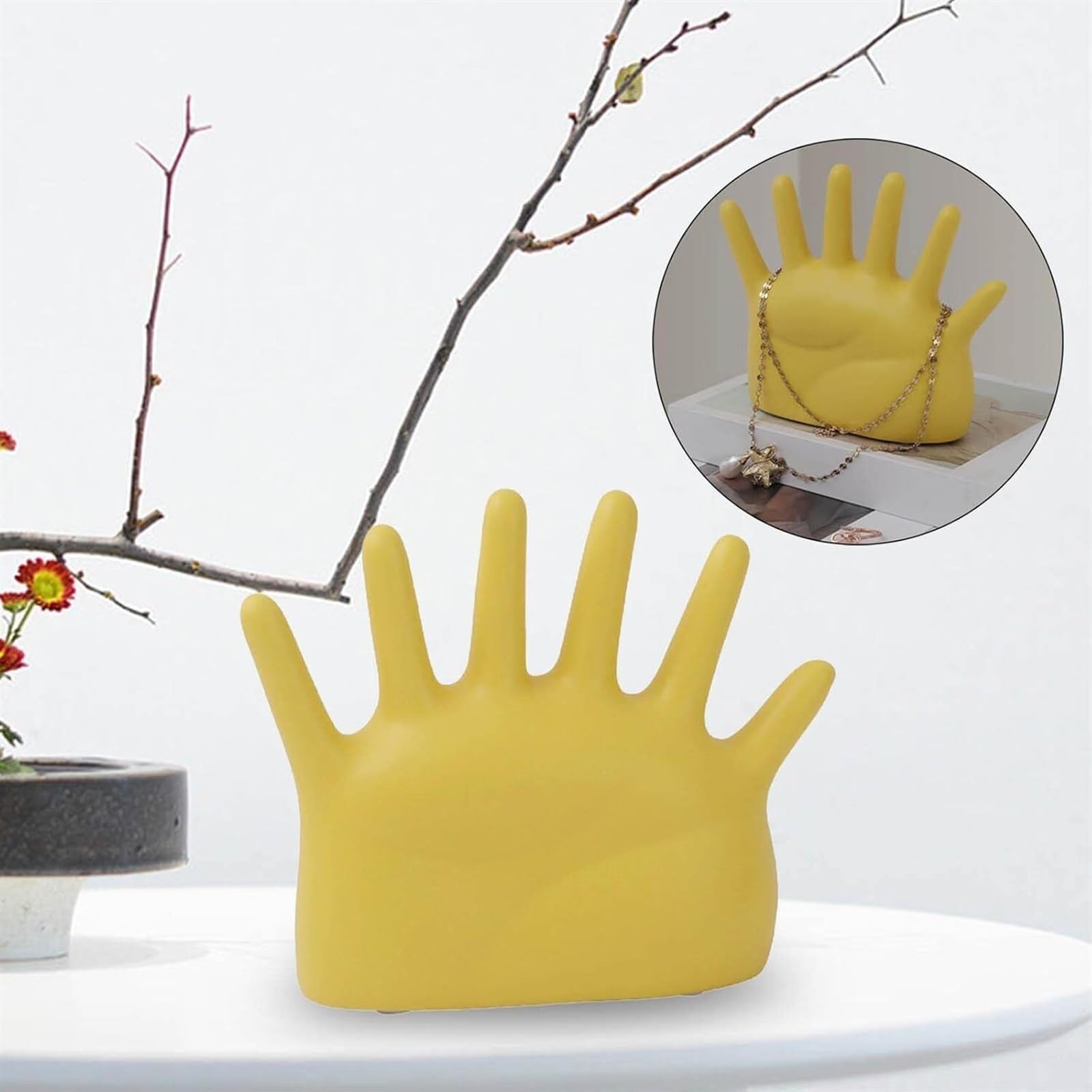 Stojak na Biżuterię do Salonu Stojak Na Biżuterię, Stojak Na Bransoletki, Ceramiczny Ozdobny Stojak Na Pierścienie, Stojak na Biżuterię Lekki(Yellow)