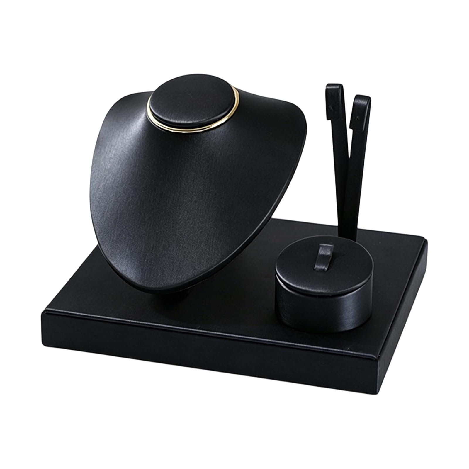 Jewelry Holder Stand Set for Necklaces and Earrings, Tabletop Display Organizer with Bust and Round Tray for Counters Jewelry Holder Stand Necklace Organizer Earring Display Tray Vanity Counter Top