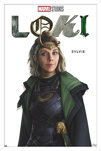 Trends International Marvel Loki - Póster de pared de la serie Sylvie Feature Series, 14.725 x 22.375 pulgadas, versión enmarcada en blanco
