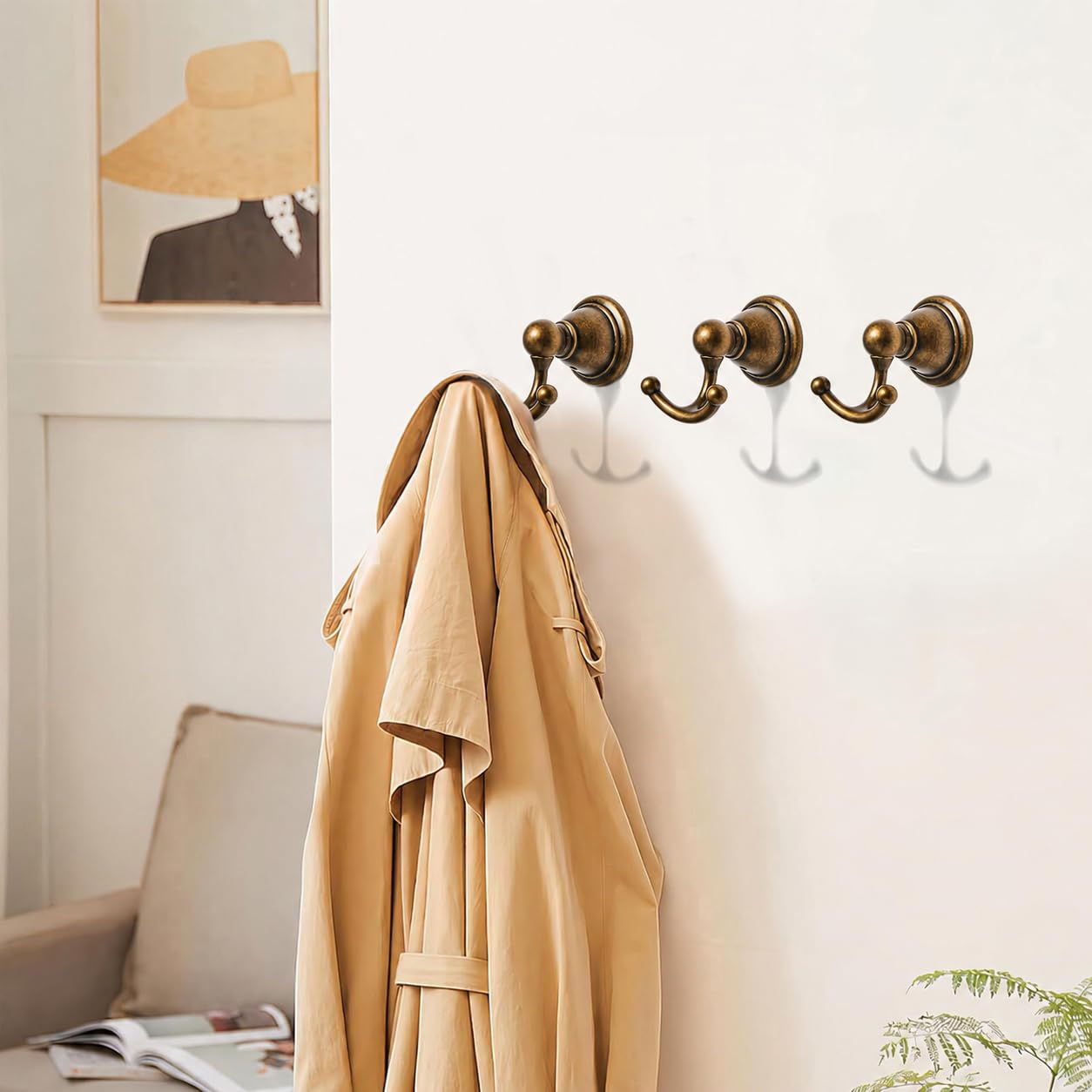 KHTUMEWARE-170370 Antique English Brass Coat/Robe Hooks 2-Pack in Antique English Brass — KHTUMEWARE