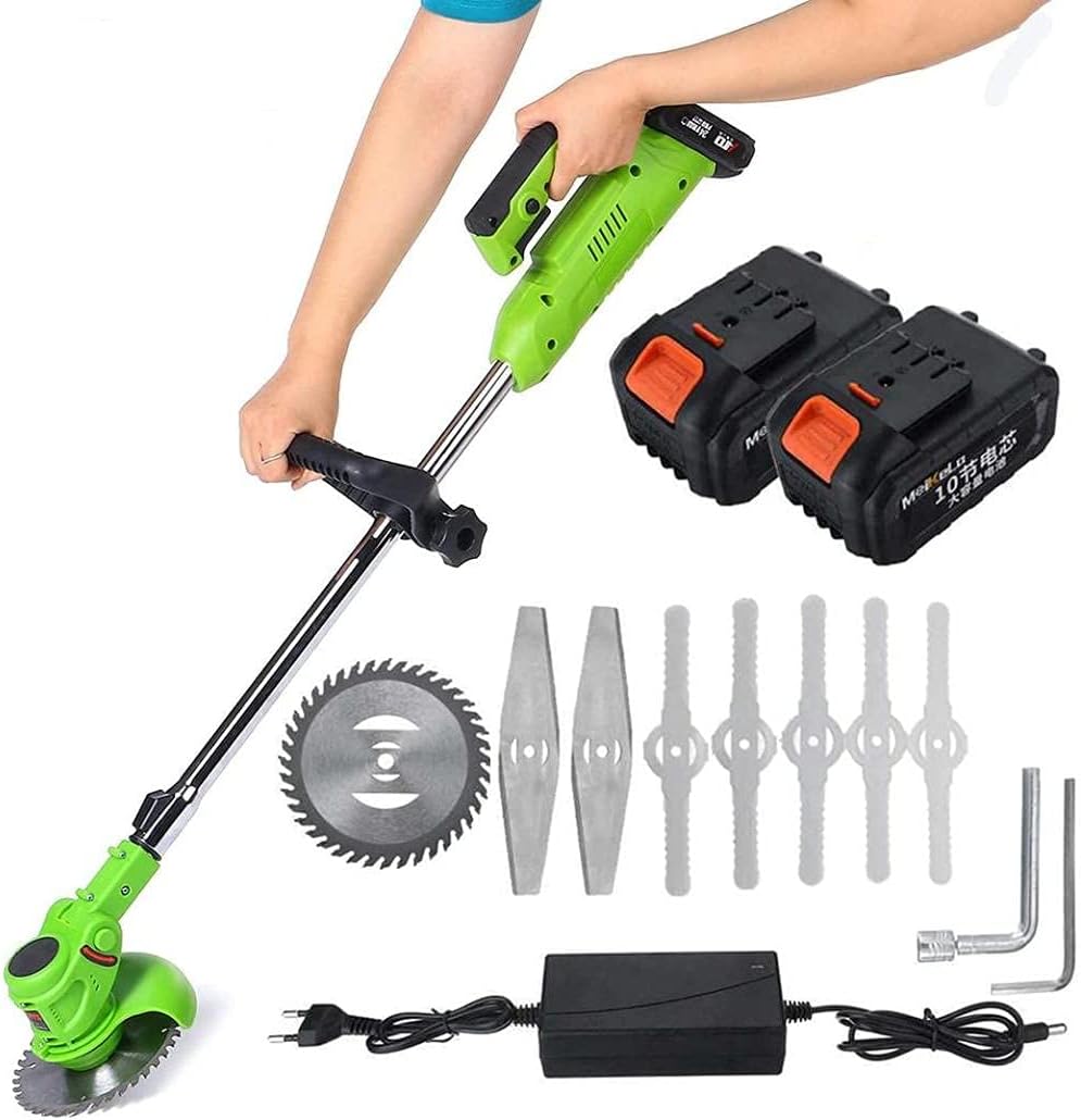 Electric Grass Trimmer 24V Cordless Lawn Edger Battery Powered Lightweight Telescopic Grass Cutter with Replace Blade for Grass Trimming Edging