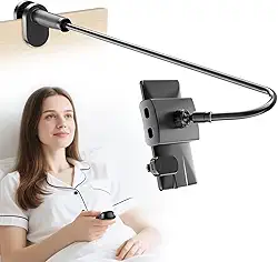 Suporte de tablet pescoço de ganso para leitura Kindle na cama com controle remoto de virar páginas, suporte de braço preguiçoso de cabeceira com mãos livres para acessórios Kindle, presentes
