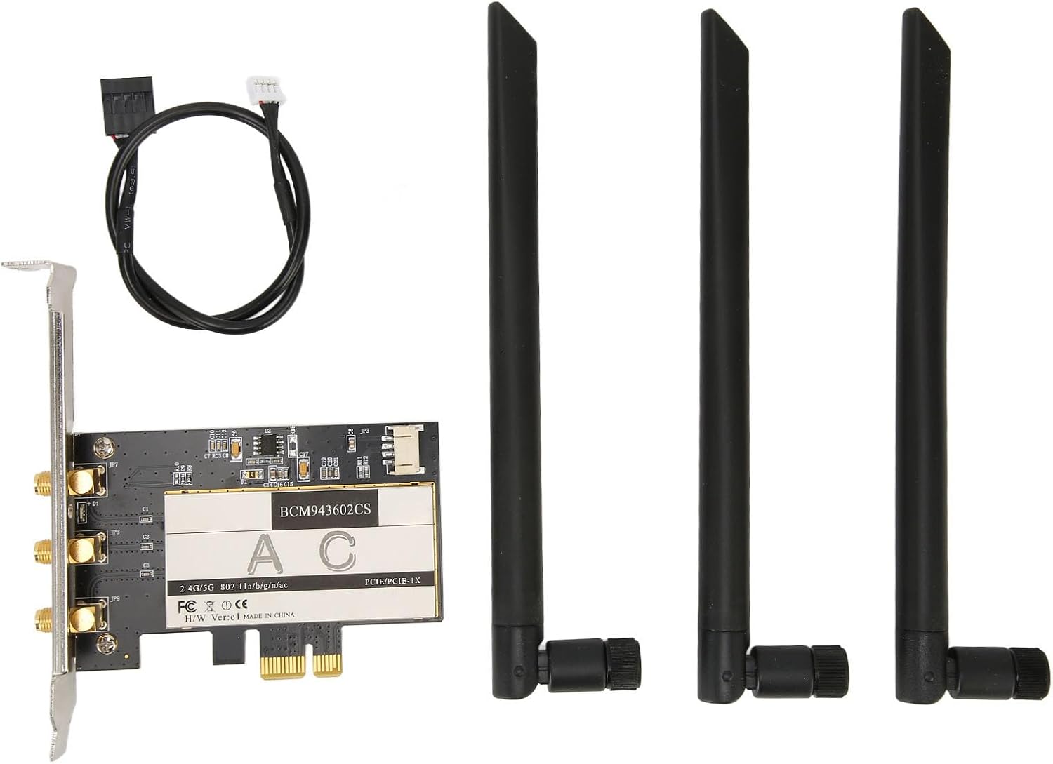 BCM943602CS PCIE Card with 3 Antennas 1750Mbps 2.4Ghz 5Ghz 4.0 for 11, OS