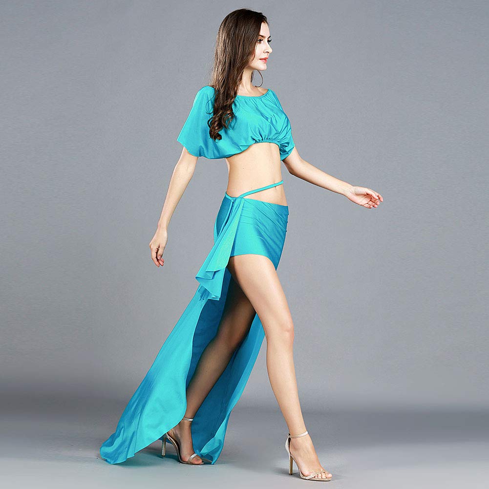 ROYAL SMEELA Ropa ensayo Danza del Vientre Faldas Tops Baile del Vientre Escotado por detrás Tops Falda Larga Mujer Trajes de Danza Oriental Mujer