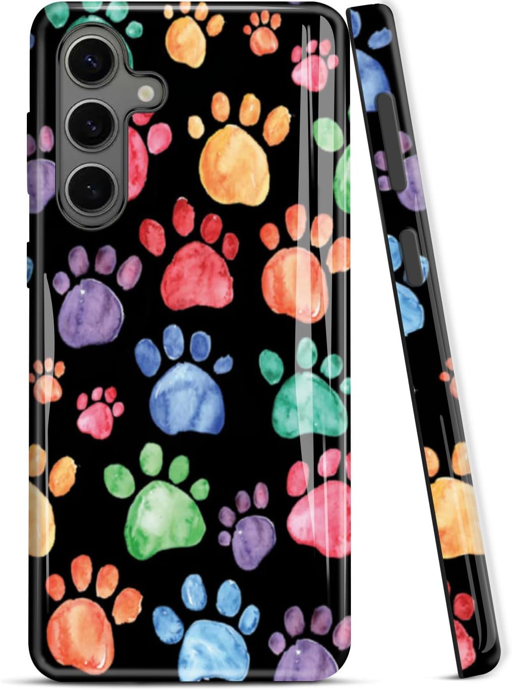 Compatible for Samsung Galaxy S25 Plus 5G Case, 2 Layer Hard Shell Silicone Cover 2 in 1 Shockproof Protective Phone Case,Animal Paw Print