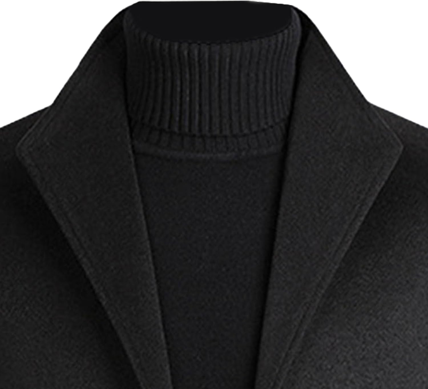 Men's Mid Long Trench Coat Long Wool Blend Coat Winter Classic Overcoat Pea Coat Slim Fit Single Breasted Jackets