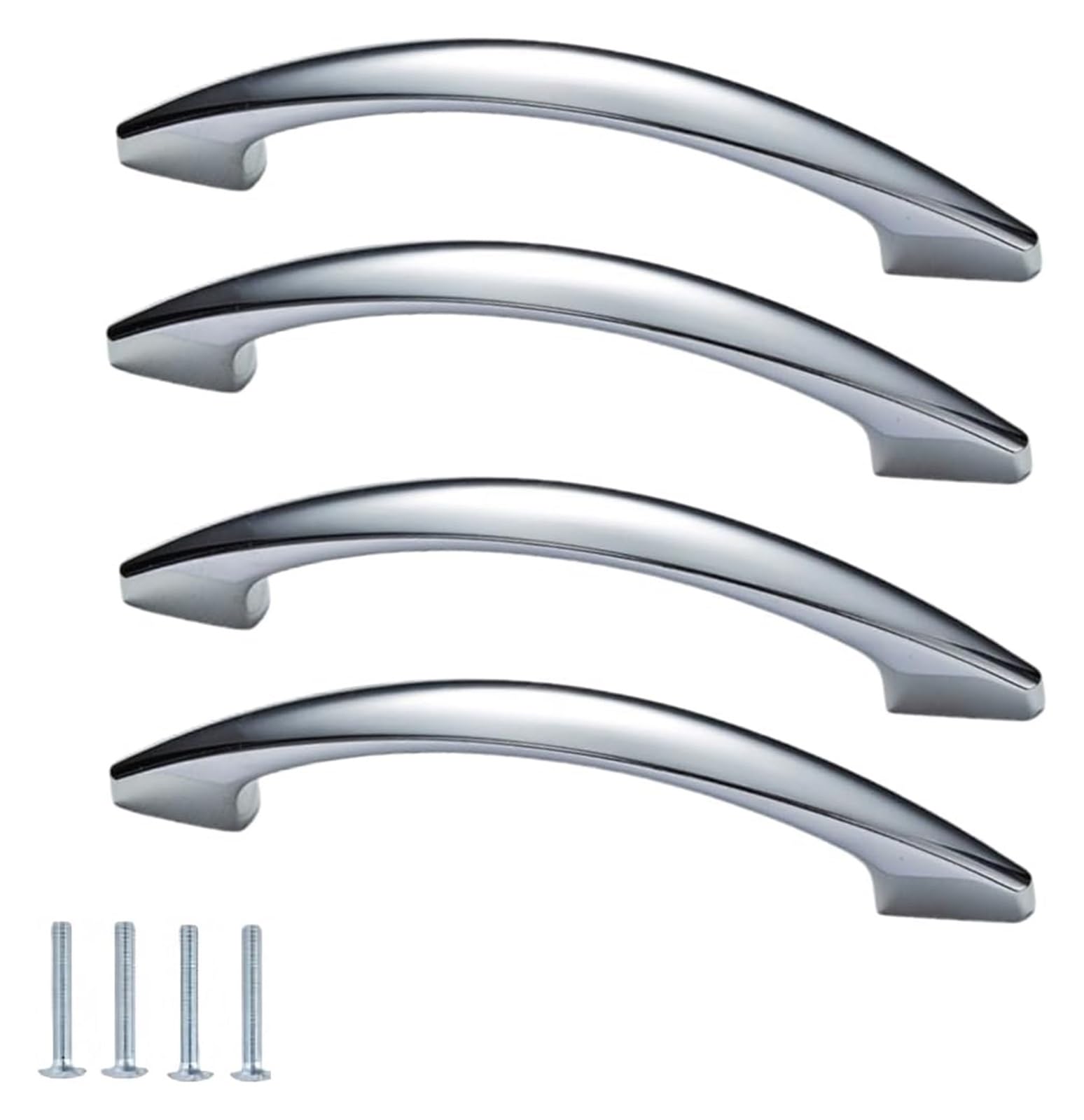 NLQCSXWEP Zinc Alloy Cabinet Bow Handle, Zinc Alloy Cabinet Drawer Pulls Bright Chrome 4 Pcs(A96mm Bright Chrome)