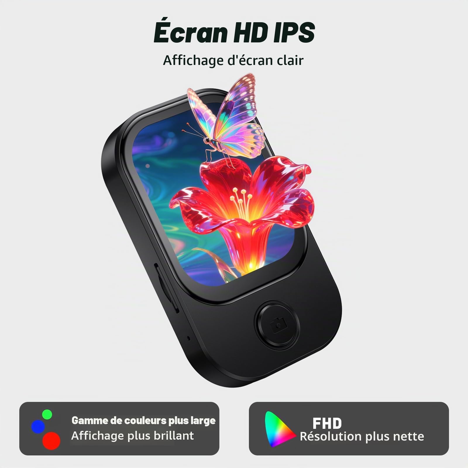 64Go Lecteur MP3 Bluetooth avec Appareil Photo Rabattable 180°, Mini Lecteur Musique HD, Haut-Parleur FM, Radio FM, Album Photo,Son Hi-FI, Liseuse e-Book, Sport Podomètre (Noir1)