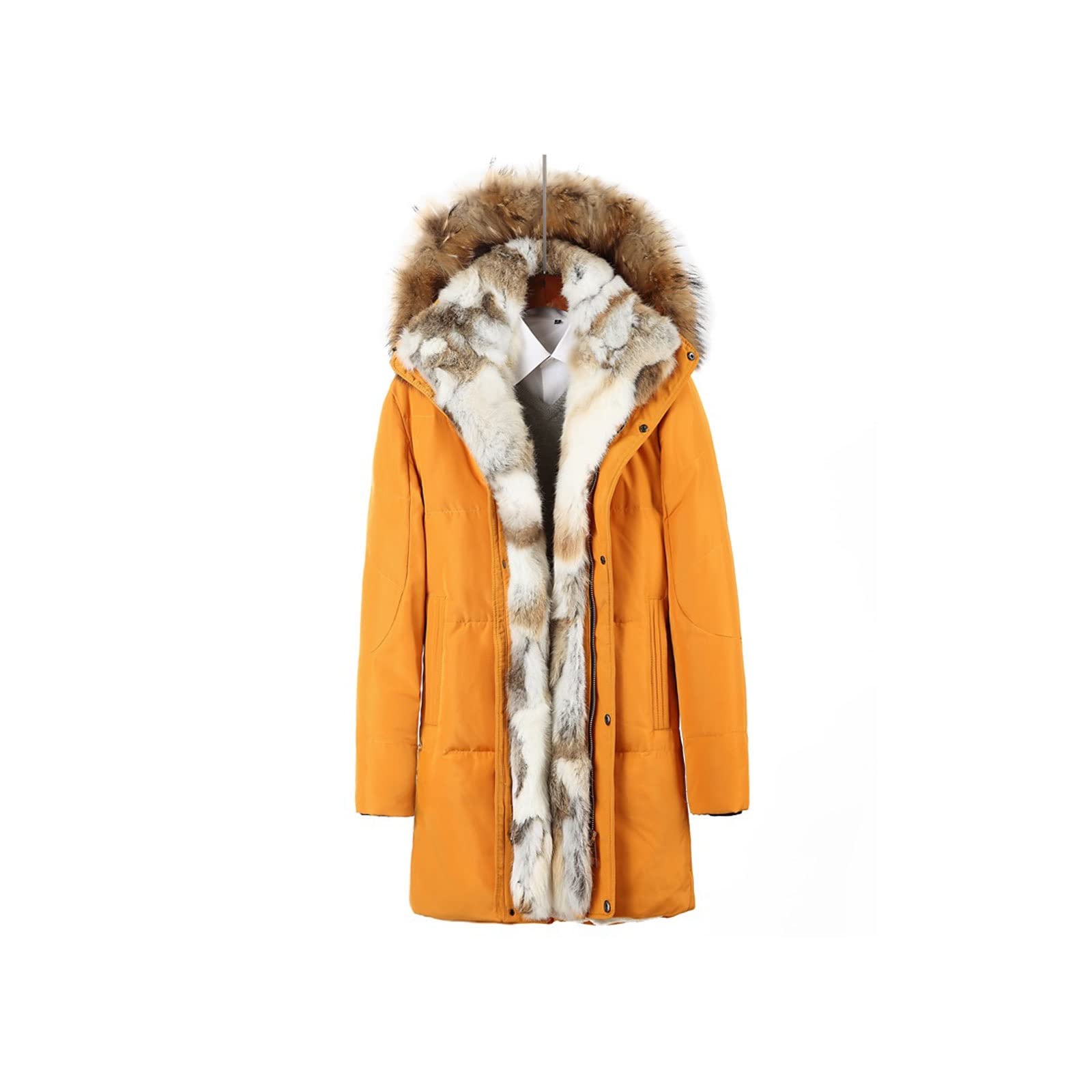 FERCLA Puffer Jacket， Men Winter Jacket Winter Thick Hood Detached Warm Waterproof Big Fur Collar for Leisure Down Jacket (Size : M)