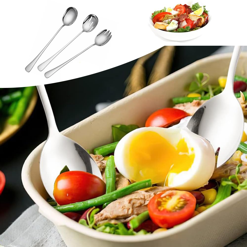 Set Posate Da Insalata In Acciaio Inox Oro - Cucchiaio E Forchetta 30,8 Cm - 5