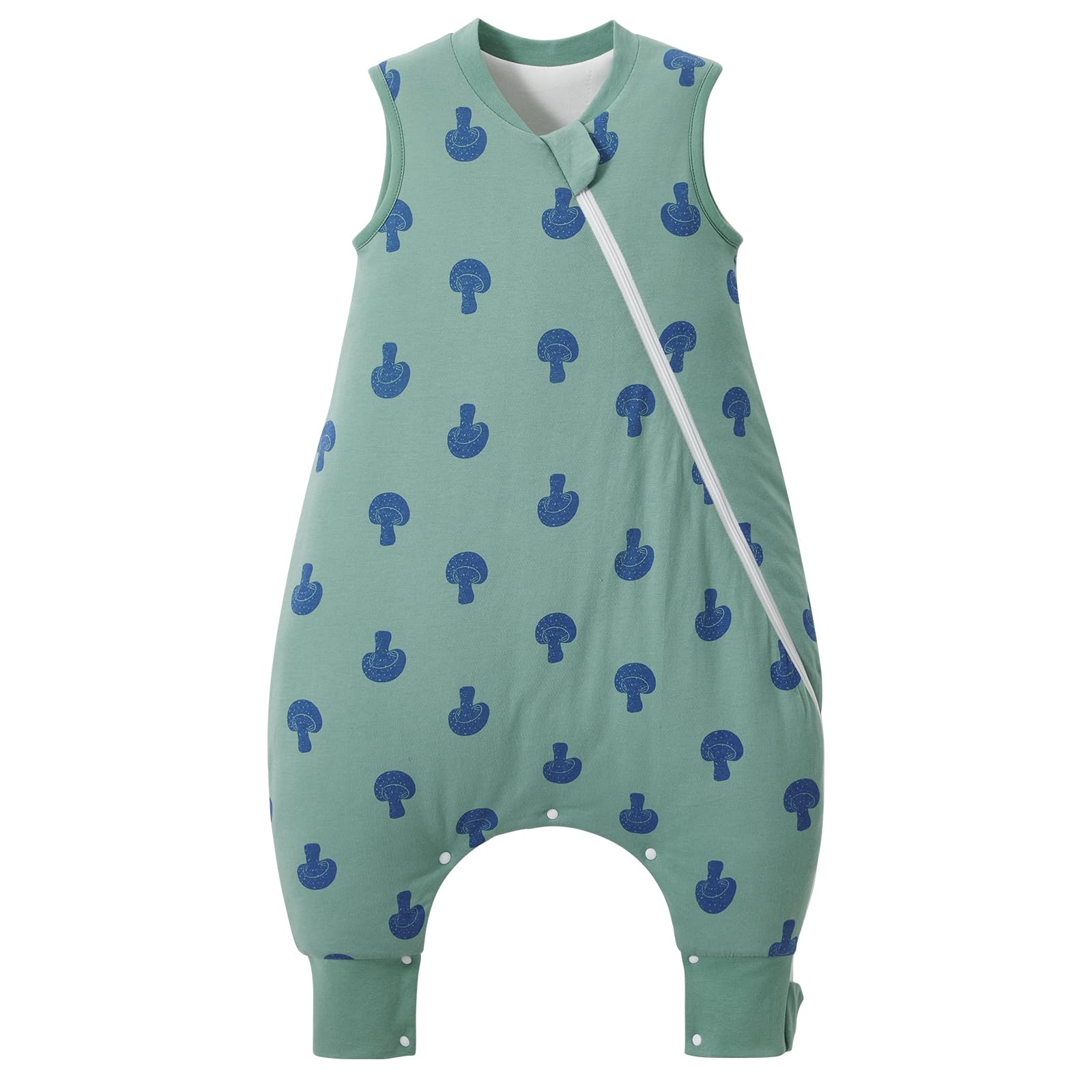 Duomiaomiao Schlafsack mit füßen, Schlafsack mit füßen ganzjahres, 100% Baumwolle Baby, Schlafsack mit füße 1.5 Tog für Jungen 1-2 Jahre(Der Pilz)