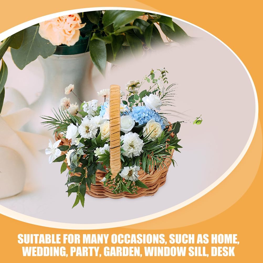 PRETYZOOM 8 Pcs Small Handheld Woven Baskets with Handles Mini Rustic Flower Baskets for Wedding Party Favor Storage and Home Decoration 2.95X2.95X8.66In