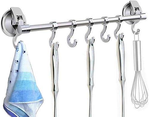 iRomic Gancho con ventosa, barra para colgar utensilios de ducha, organizador para utensilios de cocina y accesorios de baño, toalla, corona, lufa,