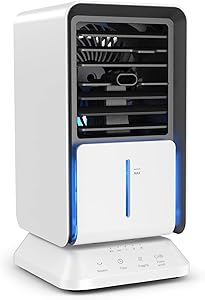 infray Portable Air Conditioner Fan, Personal Mini Evaporative Air Cooler, Oscillating Space Air Cooler Desk Fan Mist Humidifier with 3 speeds, 2/4/6H Timer for Small Home Room Office Dorm