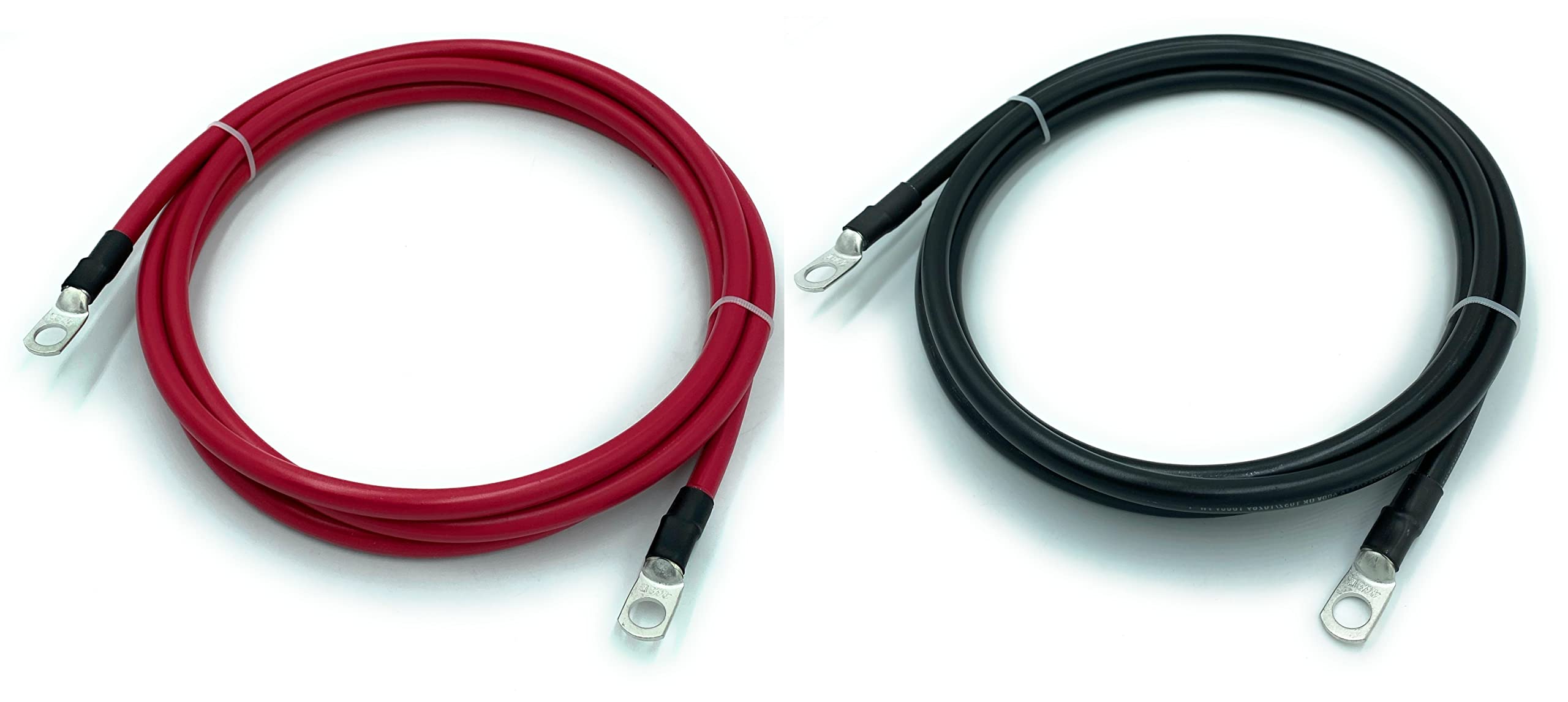 4 Gauge Marine Grade Batteriekabel, USCG und ABYC genehmigt, 0,3–4,6 m Länge, robuste, verzinnte Ösen, vollständig montiert und hergestellt in den USA (0,3 m, rot/schwarzes Set, 0,9 cm Ösen)